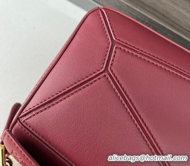 Buy Discount Loewe Small Puzzle Edge bag in Classic Calfskin 261801 Burgundy 2023