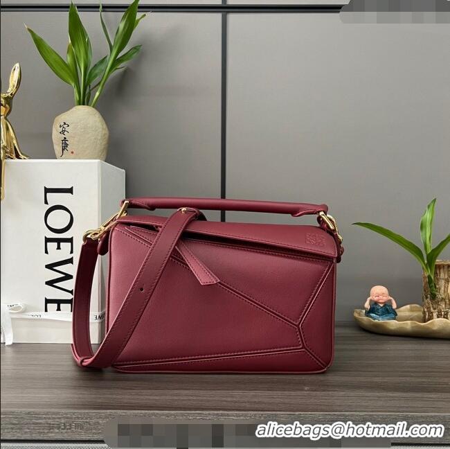 Buy Discount Loewe Small Puzzle Edge bag in Classic Calfskin 261801 Burgundy 2023