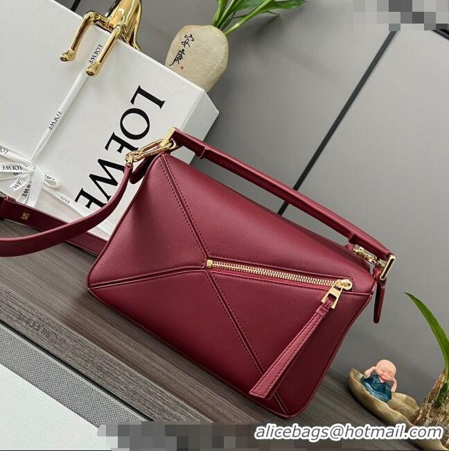 Buy Discount Loewe Small Puzzle Edge bag in Classic Calfskin 261801 Burgundy 2023