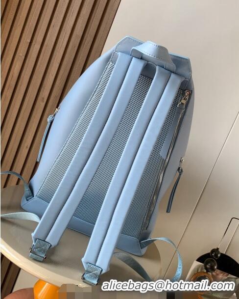 Most Popular Loewe Men's Convertible backpack in classic calfskin LE9112 Light Blue 2023