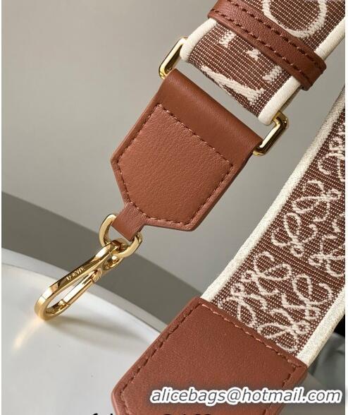 Good Product Loewe Anagram strap in jacquard and calfskin 4x134cm L9122 Brown 2023