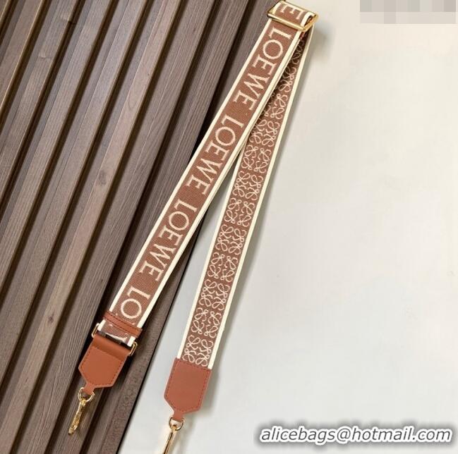 Good Product Loewe Anagram strap in jacquard and calfskin 4x134cm L9122 Brown 2023