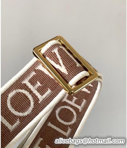 Good Product Loewe Anagram strap in jacquard and calfskin 4x134cm L9122 Brown 2023