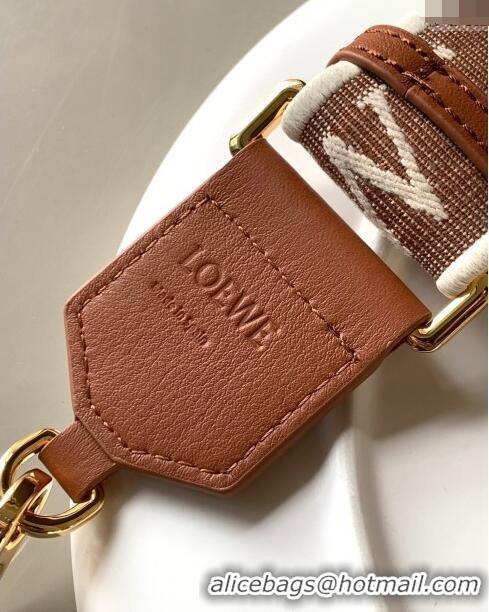 Good Product Loewe Anagram strap in jacquard and calfskin 4x134cm L9122 Brown 2023