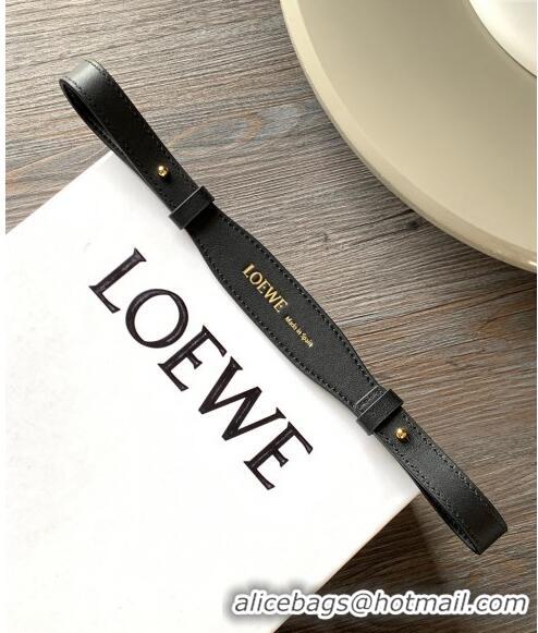 Trendy Design Loewe Branded short strap in classic calfskin 2x55.5cm L9124 Black 2023