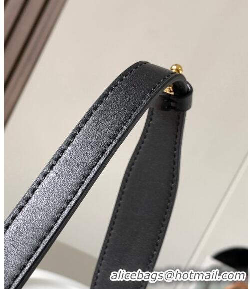 Trendy Design Loewe Branded short strap in classic calfskin 2x55.5cm L9124 Black 2023