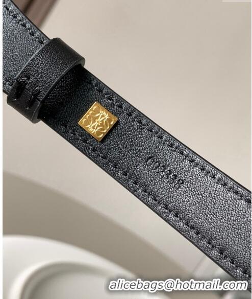 Trendy Design Loewe Branded short strap in classic calfskin 2x55.5cm L9124 Black 2023