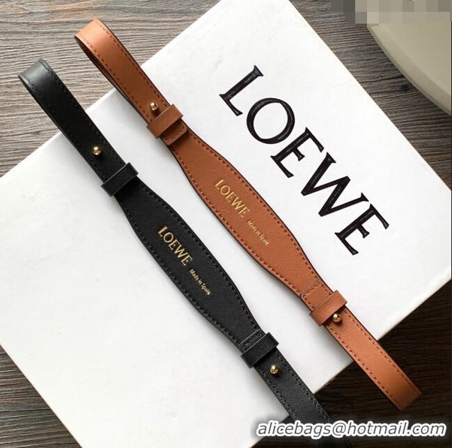 Trendy Design Loewe Branded short strap in classic calfskin 2x55.5cm L9124 Black 2023