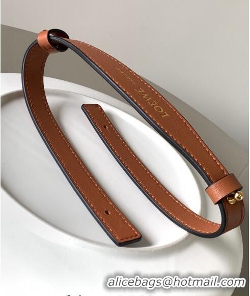 Well Crafted Loewe Branded short strap in classic calfskin 2x55.5cm L9124 Brown 2023