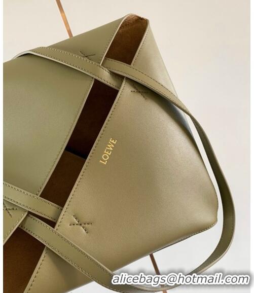 Buy Fashionable Loewe Medium Puzzle Fold Tote in patchwork calfskin L9082 Dark Khaki Green 2023