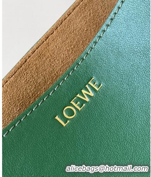 Famous Brand Loewe Medium Puzzle Fold Tote in patchwork calfskin L9082 Hunter Green/Khaki 2023