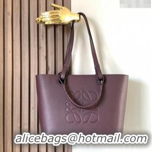 Unique Grade Loewe Small Anagram Tote bag in classic calfskin 9300 Purple 2024