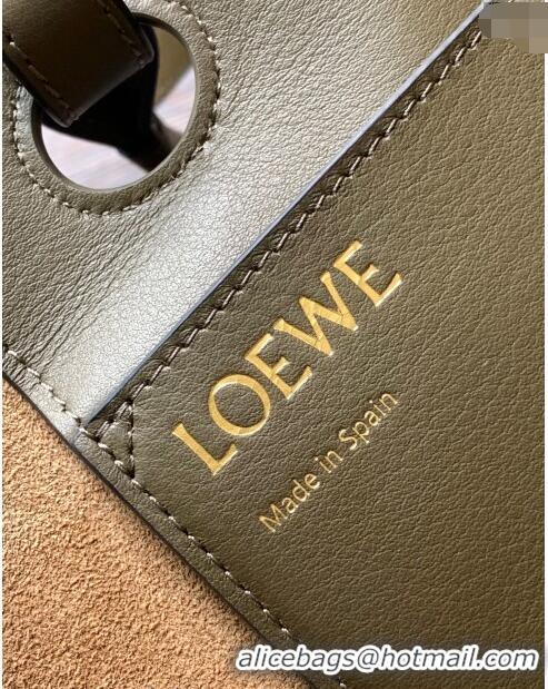 Free Shipping Loewe Small Anagram Tote bag in classic calfskin 9300 Dark Khaki Green 2024