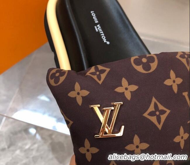 Best Grade Louis Vuitton LV Pool Pillow Flat Comfort Slide Sandals in Monogram Nylon Brown 0320049