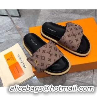 Good Product Louis Vuitton LV Pool Pillow Flat Comfort Slide Sandals in Monogram Nylon Khaki 0320052