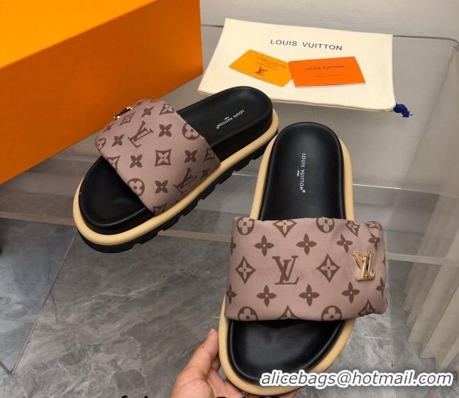 Good Product Louis Vuitton LV Pool Pillow Flat Comfort Slide Sandals in Monogram Nylon Khaki 0320052