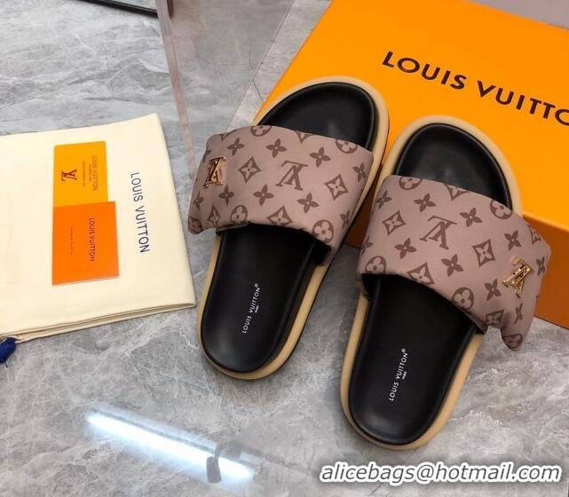 Good Product Louis Vuitton LV Pool Pillow Flat Comfort Slide Sandals in Monogram Nylon Khaki 0320052