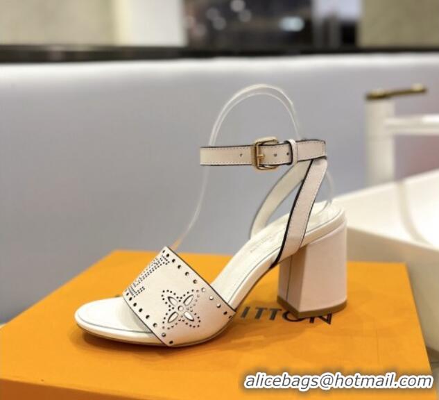 Purchase Louis Vuitton Monogram Bloom Sandals 7.5cm in Cutout Calf Leather White 0320079