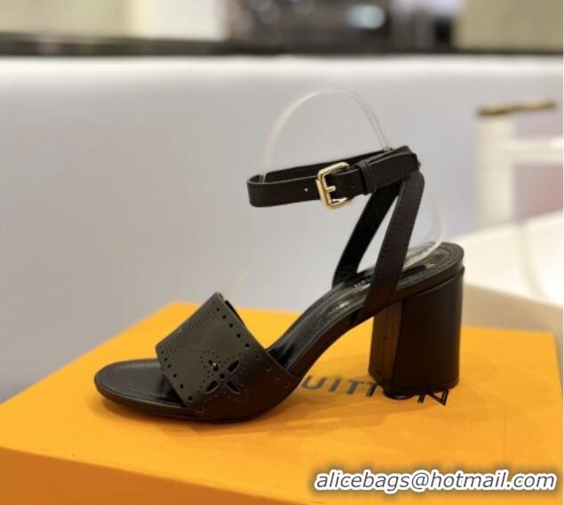 Best Product Louis Vuitton Monogram Bloom Sandals 7.5cm in Cutout Calf Leather Black 0320082