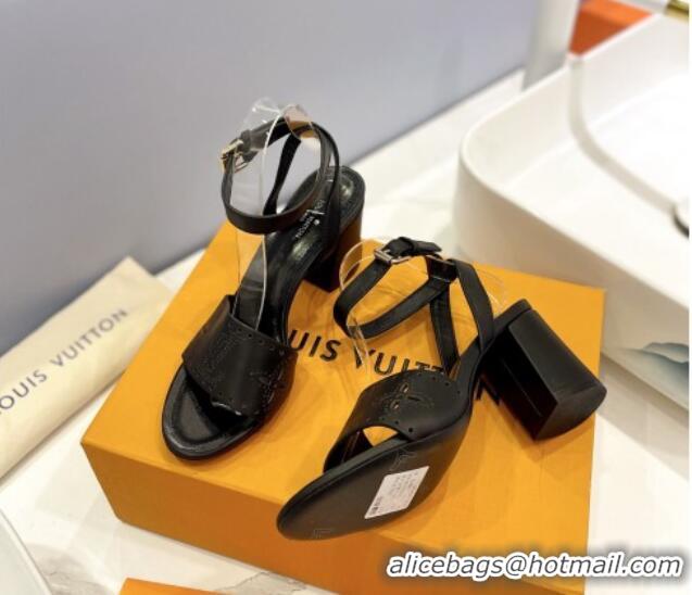 Best Product Louis Vuitton Monogram Bloom Sandals 7.5cm in Cutout Calf Leather Black 0320082