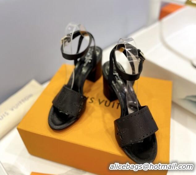 Best Product Louis Vuitton Monogram Bloom Sandals 7.5cm in Cutout Calf Leather Black 0320082