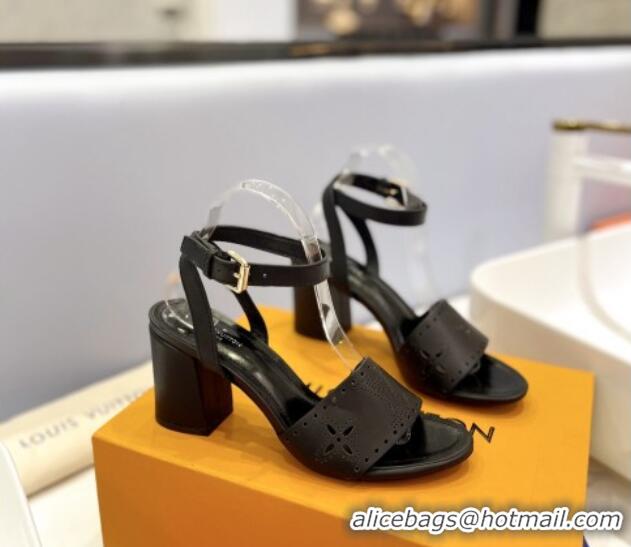 Best Product Louis Vuitton Monogram Bloom Sandals 7.5cm in Cutout Calf Leather Black 0320082