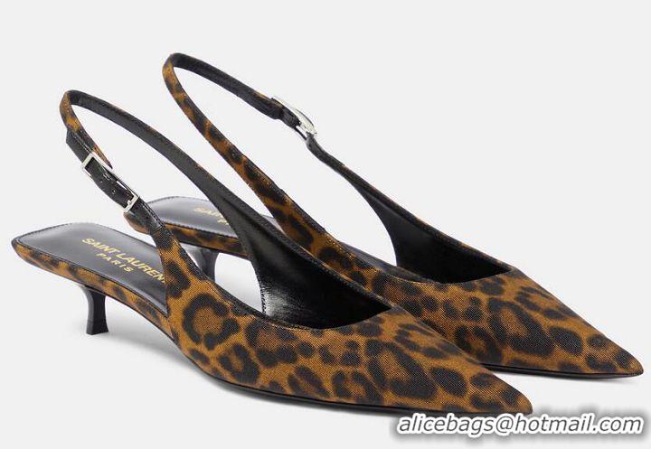 ​Well Crafted Saint Laurent Cherish 30 Leopard-print Slingback Pumps YS6409