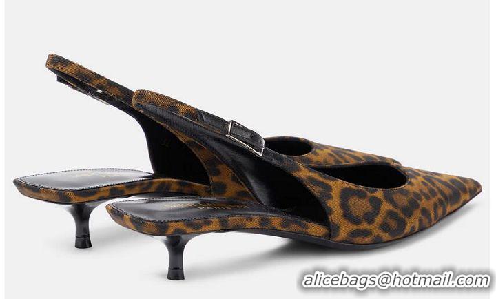 ​Well Crafted Saint Laurent Cherish 30 Leopard-print Slingback Pumps YS6409