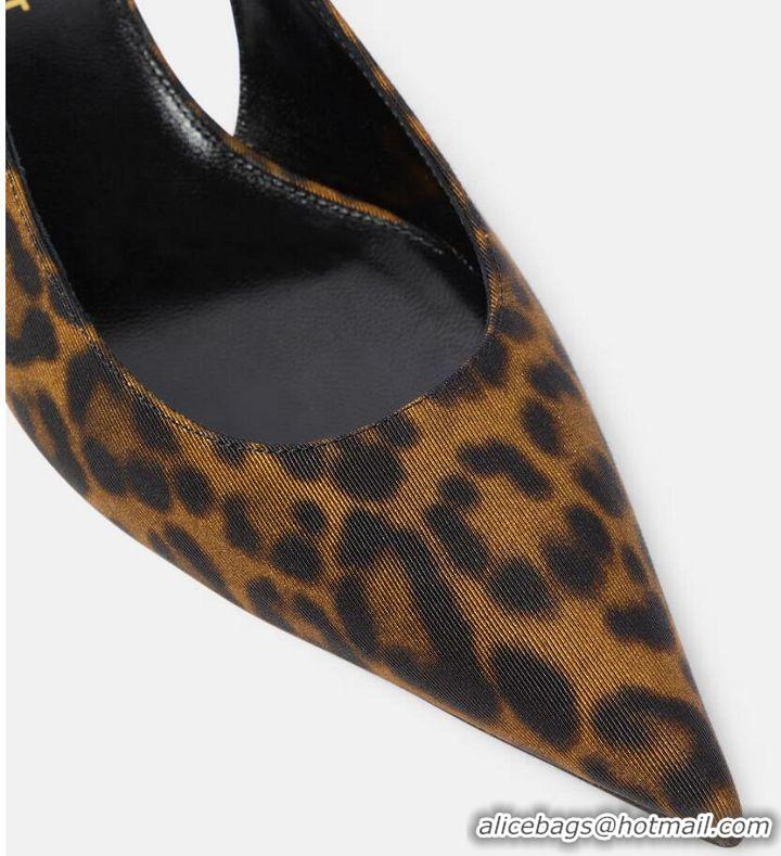 ​Well Crafted Saint Laurent Cherish 30 Leopard-print Slingback Pumps YS6409