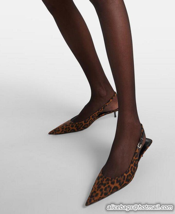 ​Well Crafted Saint Laurent Cherish 30 Leopard-print Slingback Pumps YS6409