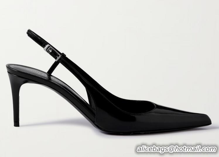 ​Super Quality Saint Laurent Vendome Patent-leather Slingback Pumps YS1256 Black