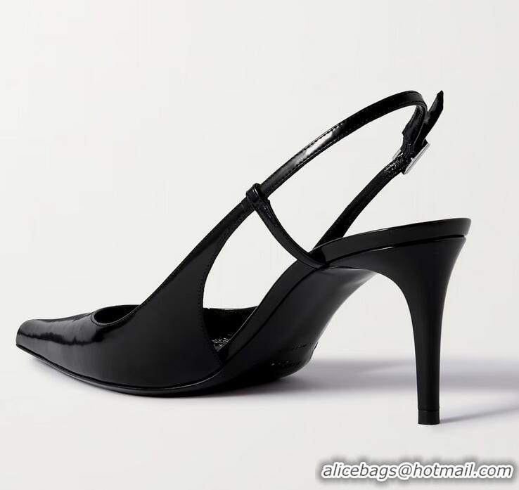 ​Super Quality Saint Laurent Vendome Patent-leather Slingback Pumps YS1256 Black