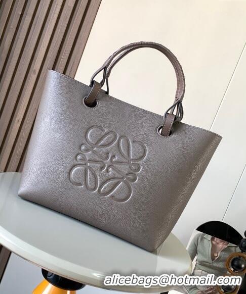 Super Quality Loewe Small Anagram Tote bag in grained calfskin 9300 Grey 2024