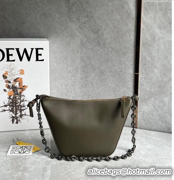 Promotional Loewe Mini Hammock Hobo bag in Classic Calfskin 262315 Khaki Green 2023