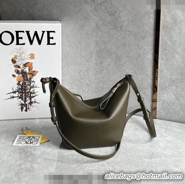 Promotional Loewe Mini Hammock Hobo bag in Classic Calfskin 262315 Khaki Green 2023