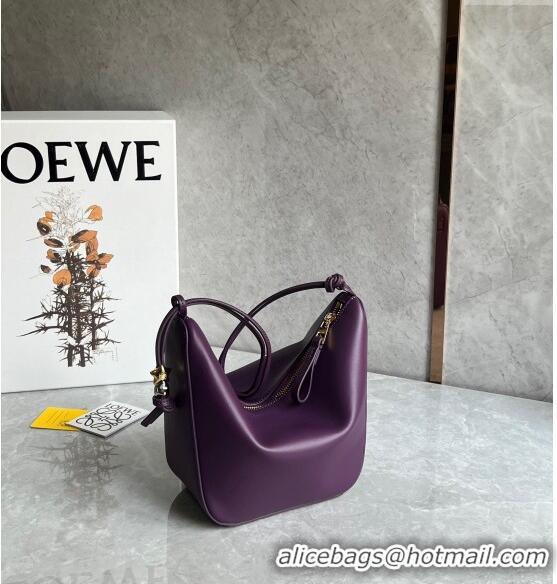 Buy Fashionable Loewe Mini Hammock Hobo bag in Classic Calfskin 262315 Dark Purple 2023