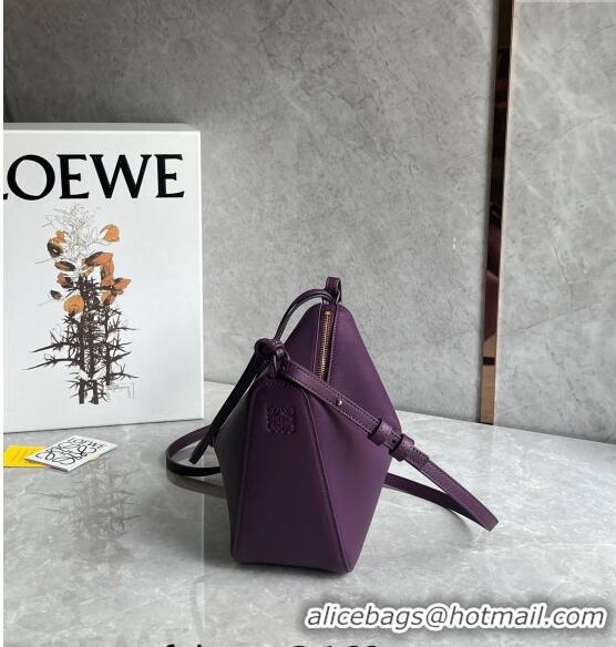 Buy Fashionable Loewe Mini Hammock Hobo bag in Classic Calfskin 262315 Dark Purple 2023