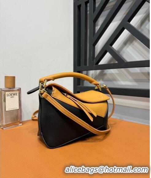 New Style Loewe Mini Puzzle bag in Classic Calfskin 0202 Black/Brown 2024