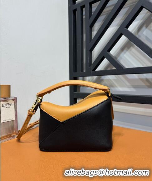 New Style Loewe Mini Puzzle bag in Classic Calfskin 0202 Black/Brown 2024