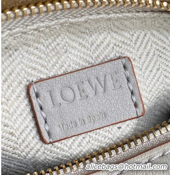 Unique Grade Loewe Mini Puzzle bag in Classic Calfskin 0202 White/Grey/Brown 2024