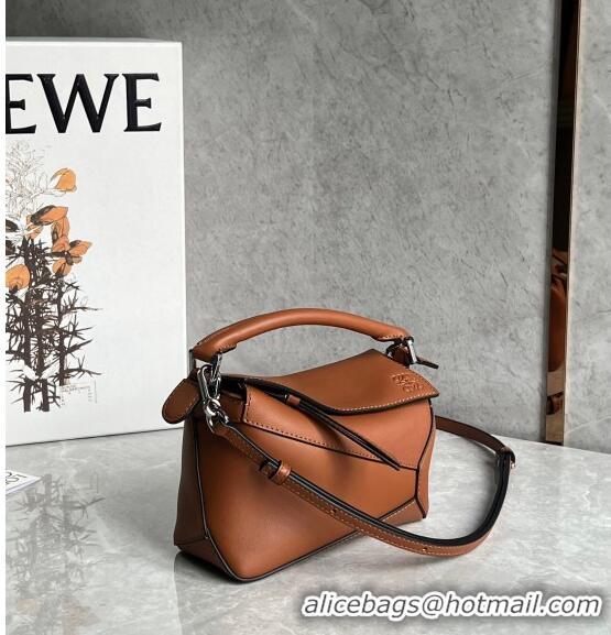 Super Quality Loewe Mini Puzzle bag in Classic Calfskin 0202 Caramel Brown 2024