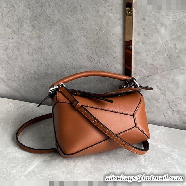 Super Quality Loewe Mini Puzzle bag in Classic Calfskin 0202 Caramel Brown 2024