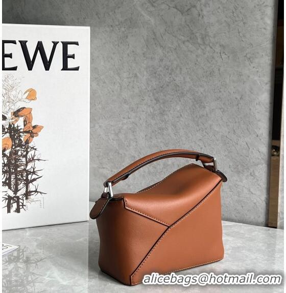 Super Quality Loewe Mini Puzzle bag in Classic Calfskin 0202 Caramel Brown 2024