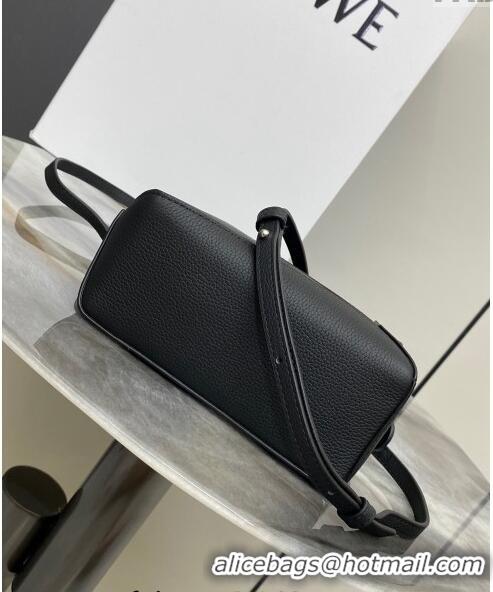 New Design Loewe Mini Puzzle Edge bag in Litchi-Grained Calfskin 0202 Black 2024