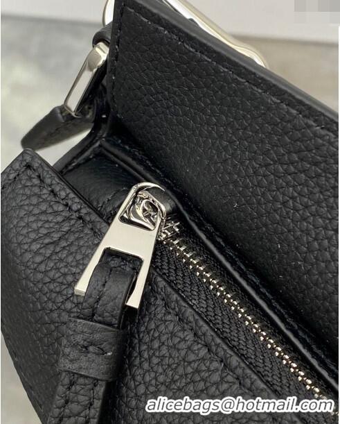 New Design Loewe Mini Puzzle Edge bag in Litchi-Grained Calfskin 0202 Black 2024