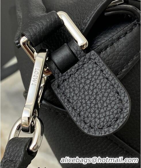 New Design Loewe Mini Puzzle Edge bag in Litchi-Grained Calfskin 0202 Black 2024