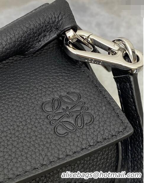 New Design Loewe Mini Puzzle Edge bag in Litchi-Grained Calfskin 0202 Black 2024