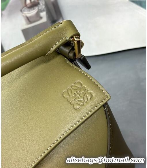 New Fashion Loewe Small Puzzle Edge bag in Classic Calfskin 0202 Khaki/Olive Green 2024