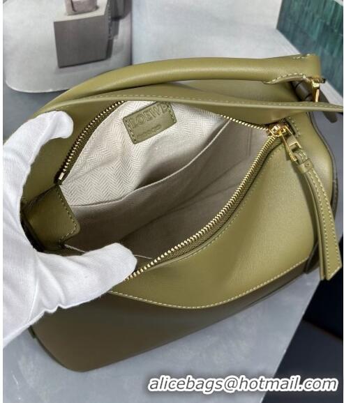 New Fashion Loewe Small Puzzle Edge bag in Classic Calfskin 0202 Khaki/Olive Green 2024