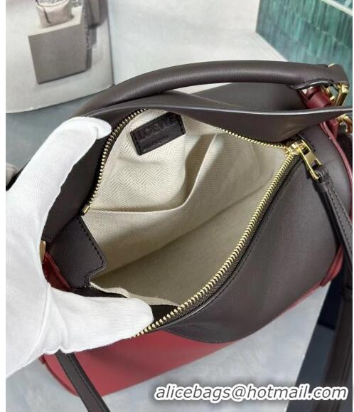 Grade Fashion Loewe Small Puzzle Edge bag in Classic Calfskin 0202 Burgundy/Chocolate Brown 2024